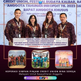 Perwakilan Pengurus, Pengawas & Manajer KSP CU Bina Seroja Mengikuti Kegiatan Open Forum Nasional Seminar dan RAT Inkopdit Tahun Buku 2023 di Kalimantan Barat.