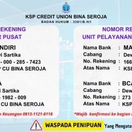 Nomor Rekening Kantor Pusat dan Unit Pelayanan Utama Bekasi